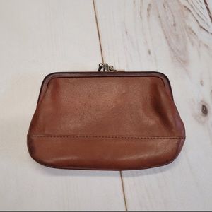 Vintage Coach Double Kiss Lock Coin Purse. British Tan